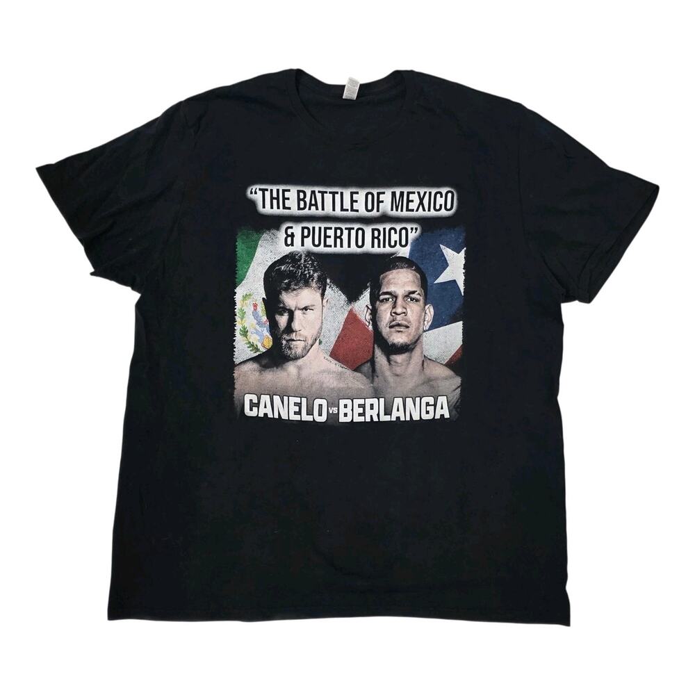 Canelo vs Berlanga Fight T Shirt Battle of Mexico & Puerto Rico Boxing Black XXL